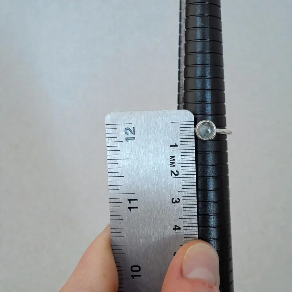 Vintage Sterling Silver 925 Blue Tourmaline Minimalist Stack Ring SIZE 10 - Picture 6 of 8